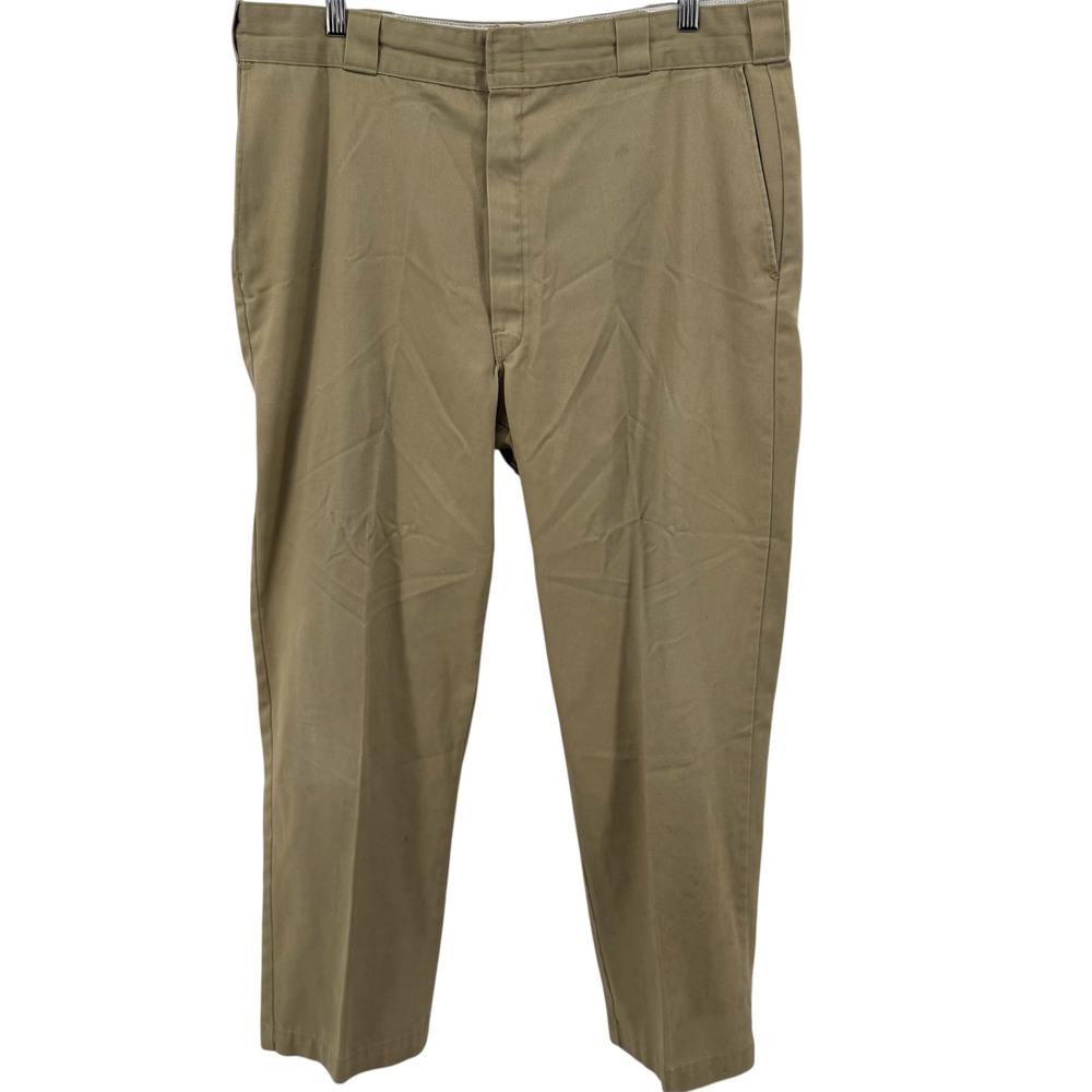 Dickies Work Pants Mens 38x30 Khaki Tan Straight Leg Twill Trousers